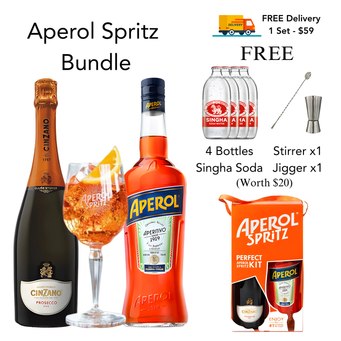 Aperol Spritz Bundle Pack [FOC 4 Bottles Singha Soda , Jigger x1 , Stirrer x1]