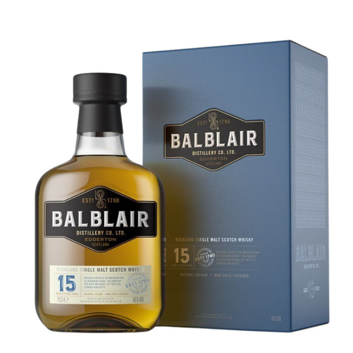 BALBLAIR 15 Years Old Highland Single Malt Scotch Whisky 700ml