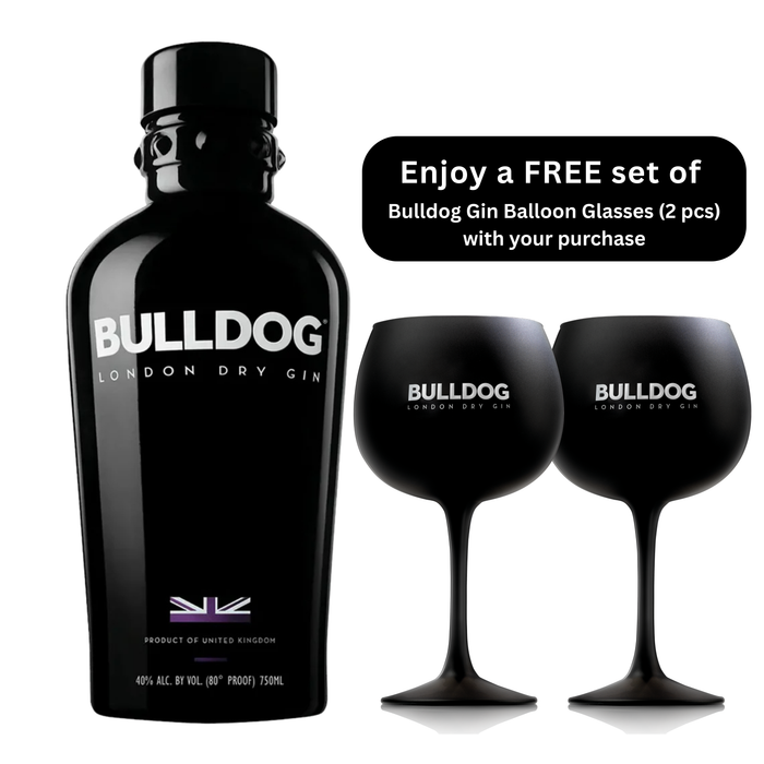 Bulldog London Dry Gin With 2 Free Balloon Glasses 750ml