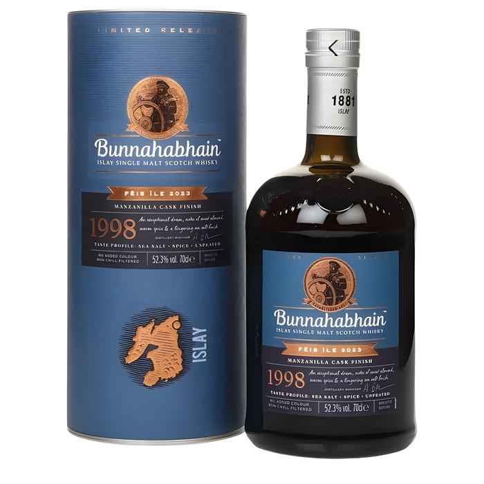 Bunnahabhain Feis Ile 2023: Manzanilla Cask Finish 1998 Single Malt 52.3% ABV 700ml