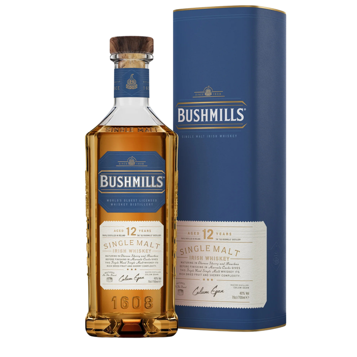 Bushmills Single Malt 12 Year Whiskey 40% ABV 700ml