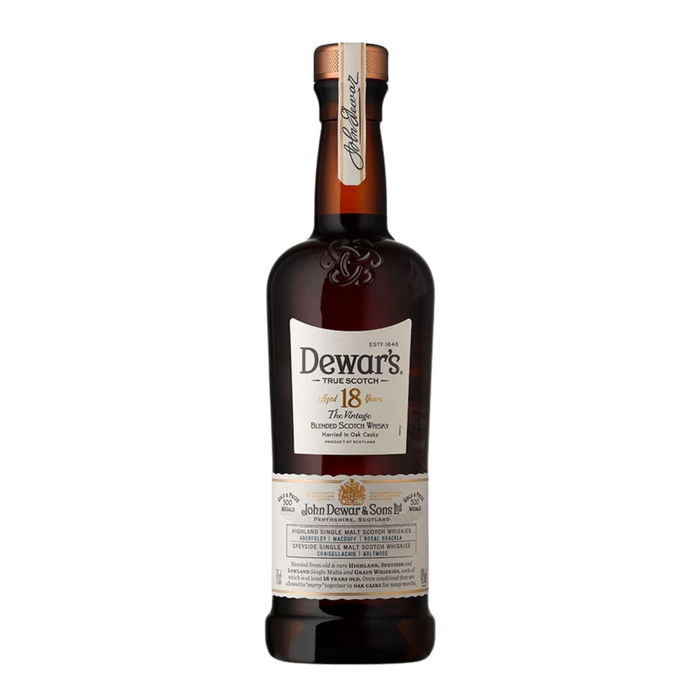 Dewar's 18 Year Old Vintage Scotch Blended Whisky Oak Casks