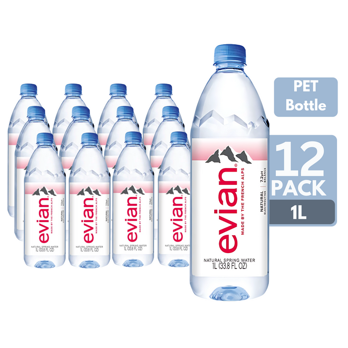 Evian Still Water PET Bottles (12 x 1L)