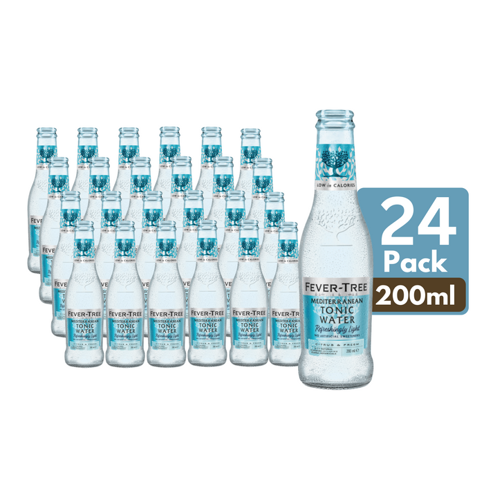 Fever Tree Refreshingly Light Mediterranean Tonic Glass Bottles (24 x 200ml)