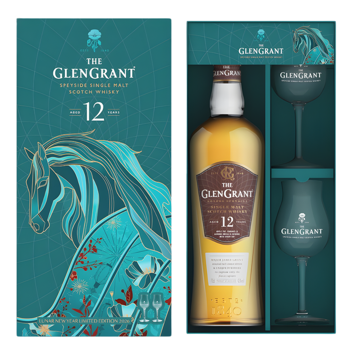 Glen Grant 12 Years CNY Edition Year Of The Horse With 2 Glasses