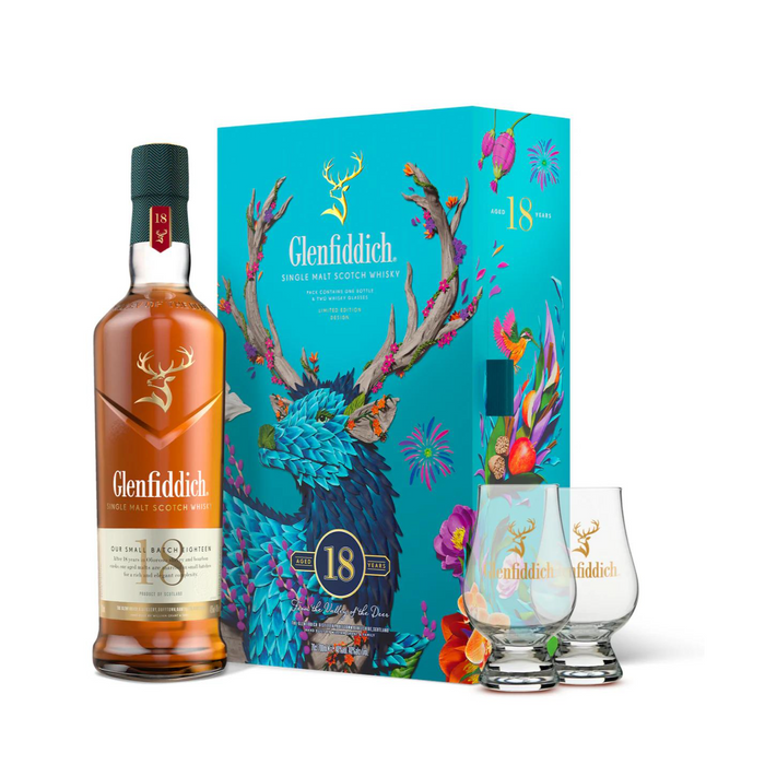 Glenfiddich 18 Years CNY 2025 Giftpack with 2 Nosing Glass (Complimentary Personalisation)