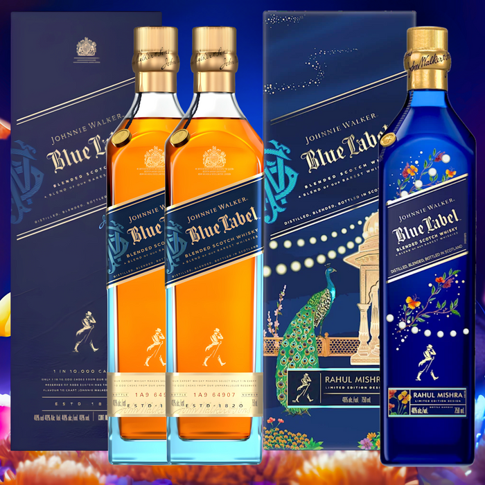 Johnnie Walker Blue Label x Rahul Mishra Limited-Edition Design 750ml + Johnnie Walker Blue Label 750ml (Complimentary Engraving) [Bundle of 3]