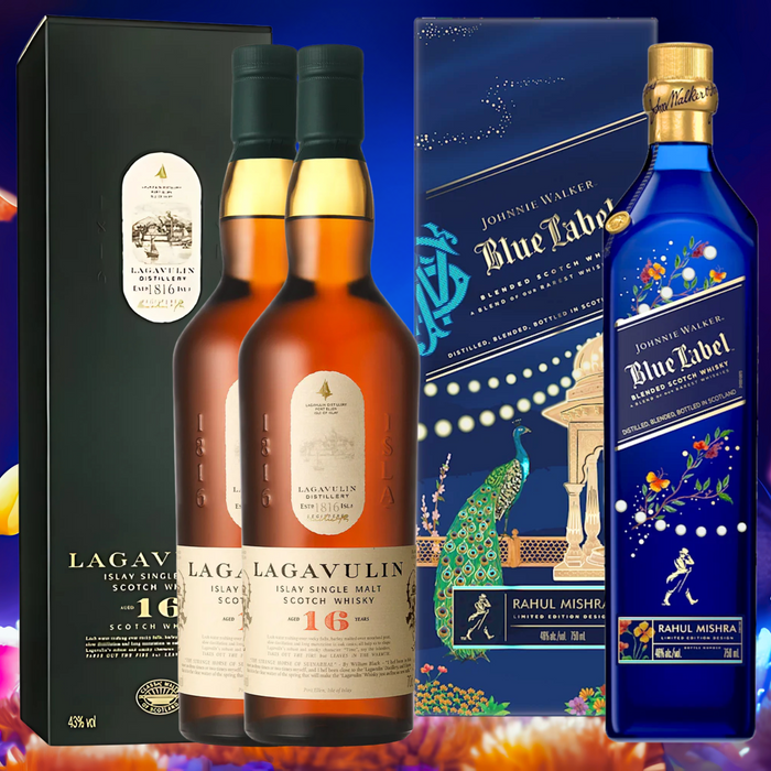 Johnnie Walker Blue Label x Rahul Mishra Limited-Edition Design 750ml + Lagavulin 16 Years 700ml [Bundle of 3]