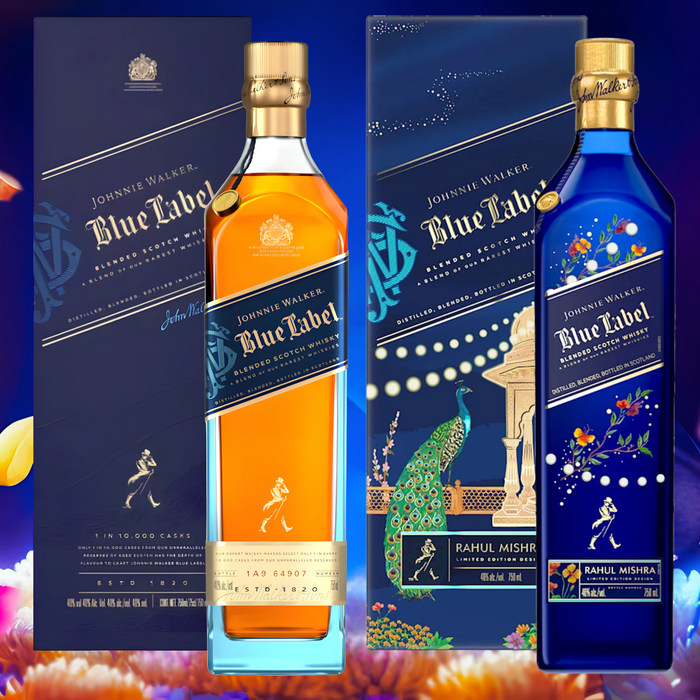 Johnnie Walker Blue Label x Rahul Mishra Limited-Edition Design 750ml + Johnnie Walker Blue Label 750ml (Complimentary Engraving) [Bundle of 2]