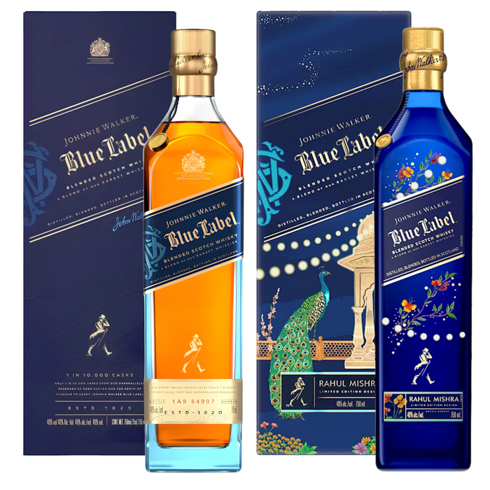 Johnnie Walker Blue Label x Rahul Mishra Limited-Edition Design 750ml + Johnnie Walker Blue Label 750ml (Complimentary Engraving) [Bundle of 2]