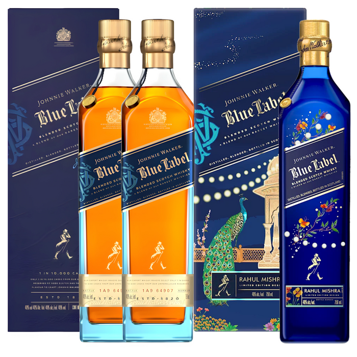 Johnnie Walker Blue Label x Rahul Mishra Limited-Edition Design 750ml + Johnnie Walker Blue Label 750ml (Complimentary Engraving) [Bundle of 3]