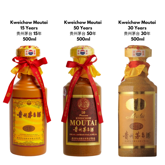Kweichow Moutai Aged Vintage Series Collection Of 15/30/50 Years 500ml