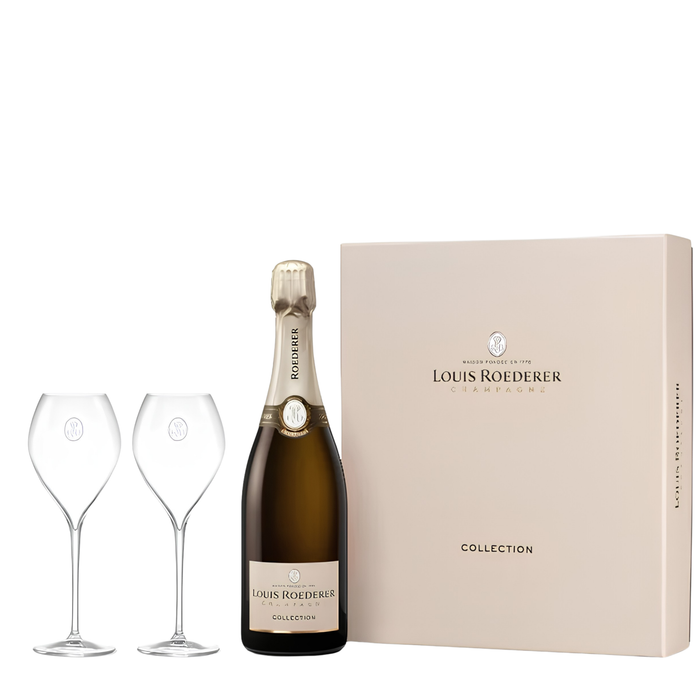 Louis Roederer Collection Brut Champagne MV 750ml (Original Giftset + 2 Flutes)