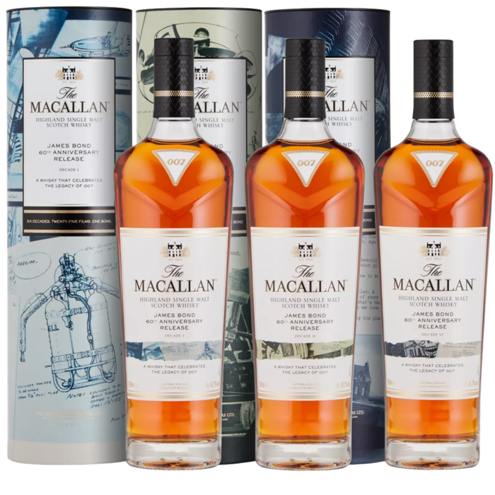 Macallan James Bond 60th Anniversary Release Set of 3 Bottles 750ml