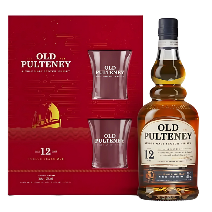 Old Pulteney 12 Year Old Single Malt Scotch Whisky Gift Box Glass 700ml