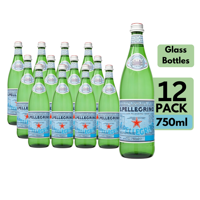 Sanpellegrino Sparkling Mineral Water Glass Bottles (12 x 750ml)
