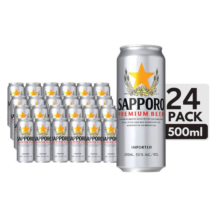 Sapporo Beer Cans (24 x 500ml)
