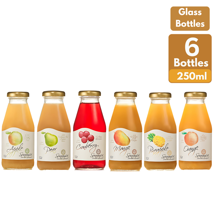 Sunraysia Fruit Juice Glass Bottle 250ml Assortment Bundle | 6 Bottles
