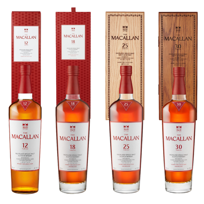 The Macallan Exploration Series – Sherry Oak Aged Quartet (12,18,25,30 Years) 700ml