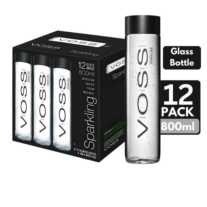 Voss Sparkling Water Glass Bottles (12 x 800ml)